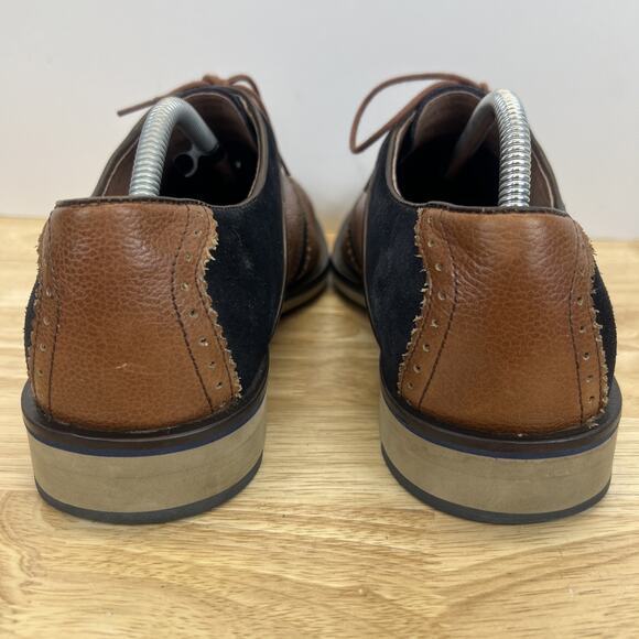 Mens Johnston & Murphy Wingtip Brogue Brown Blue Dress Derby Shoes Size 10.5 M